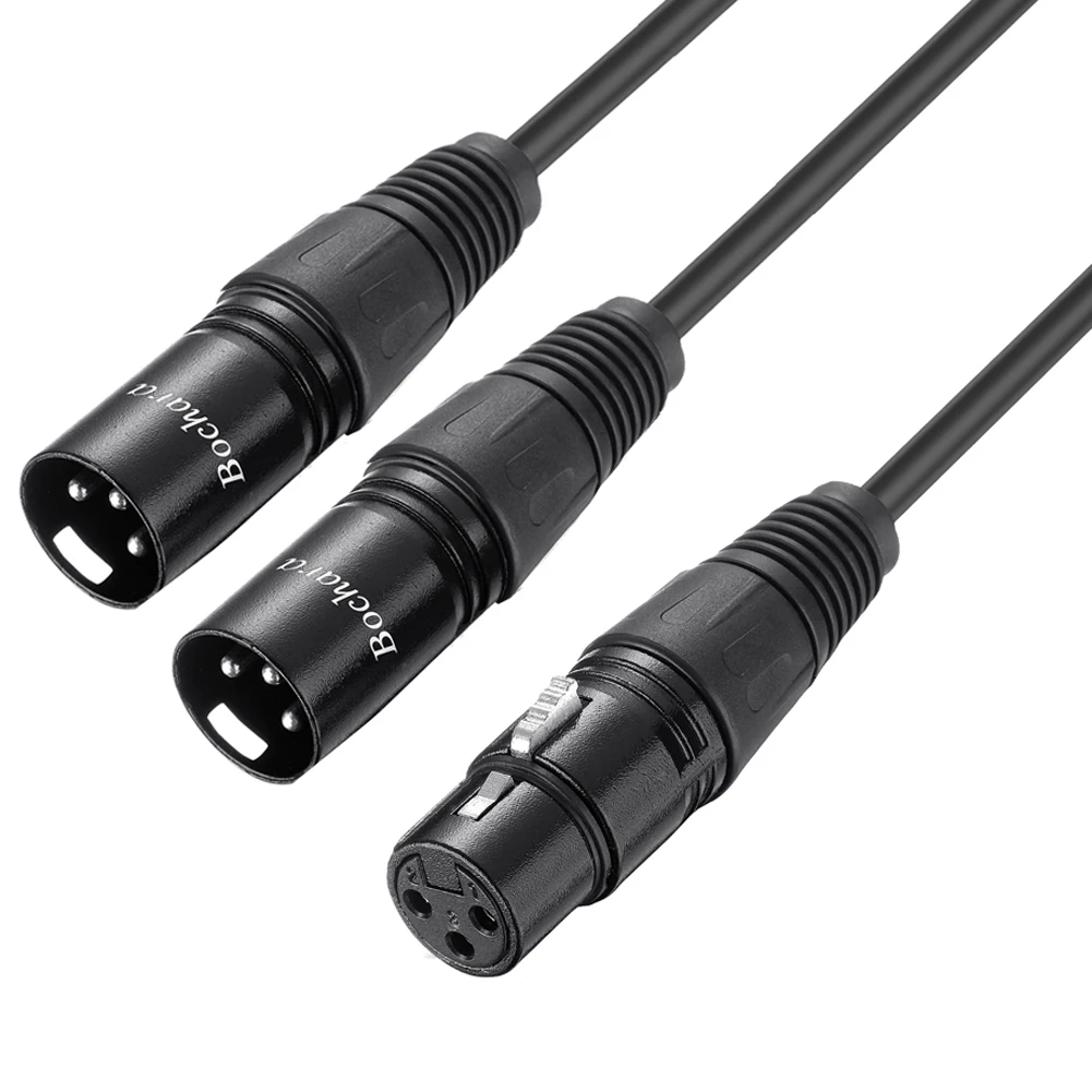 Bochara XLR Female to Dual XLR Male 3Pin Y Splitter Cable Foil+Braided Shielded For Microphone Mixer Amplifier 50cm 1.5m 3m