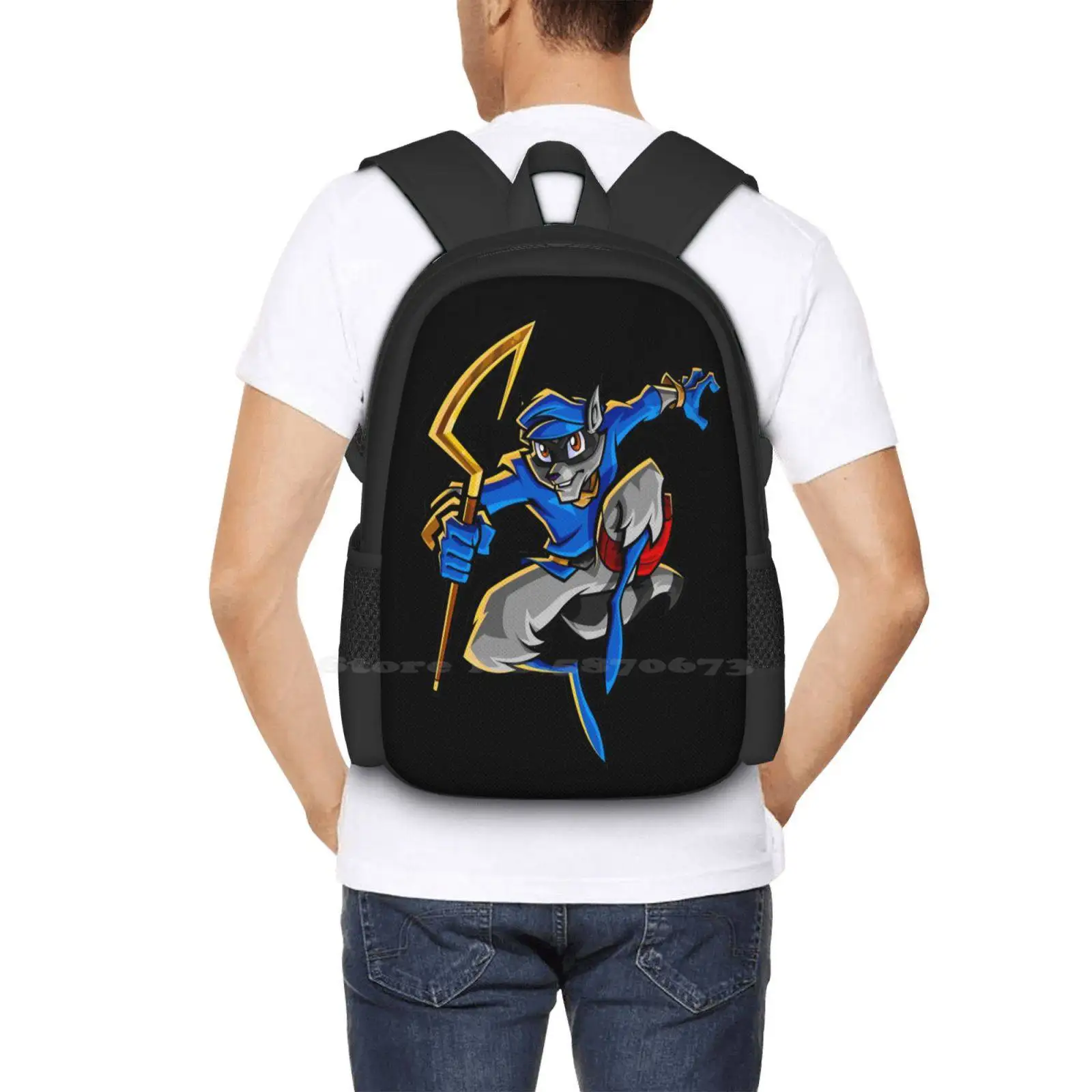 Mochila Sly Cooper Pattern Design, mochilas escolares