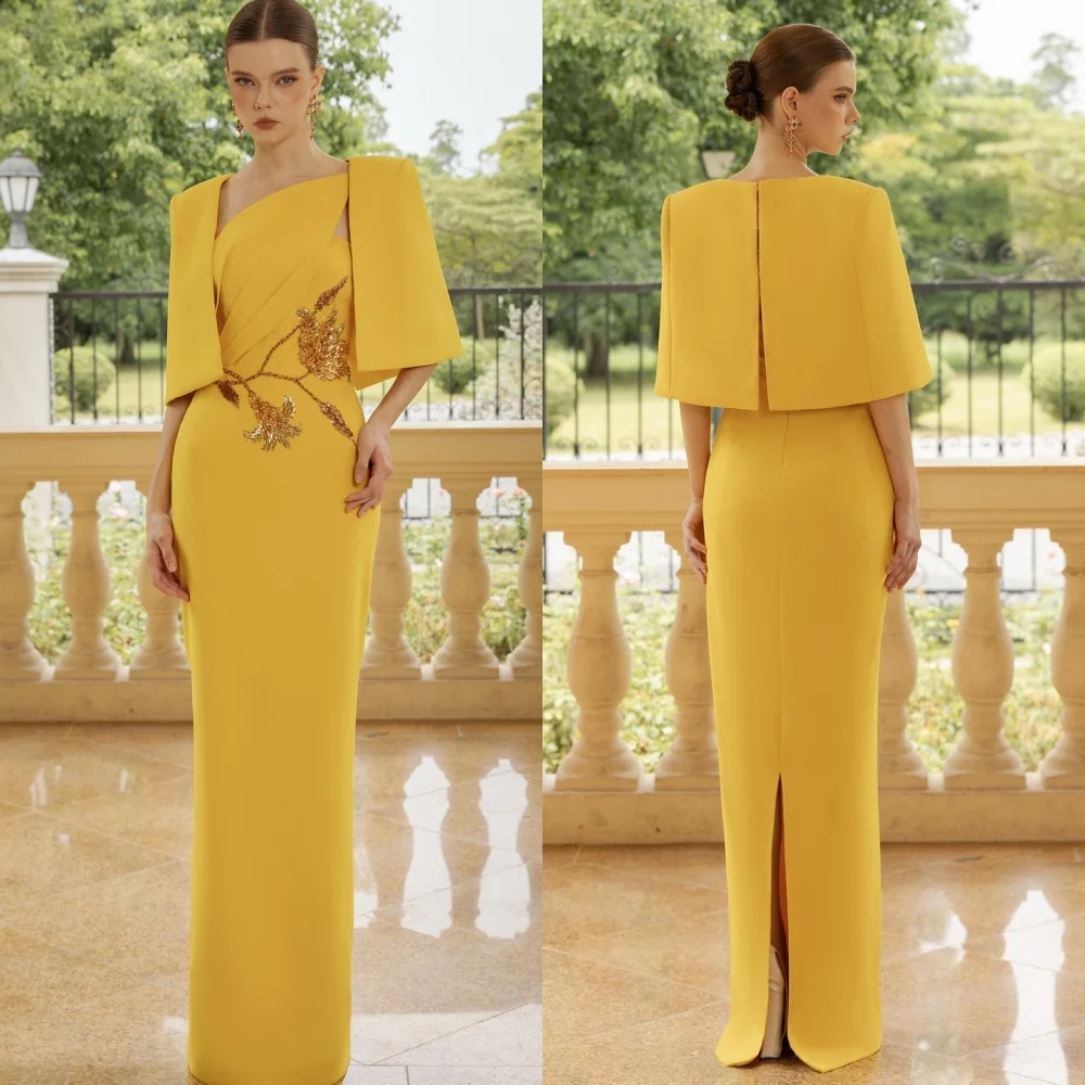 Customized Jersey Pattern Sequined Asymmetric Collar Sheath Long Dresses Bespoke Occasion Classic Elegant Formal Evening