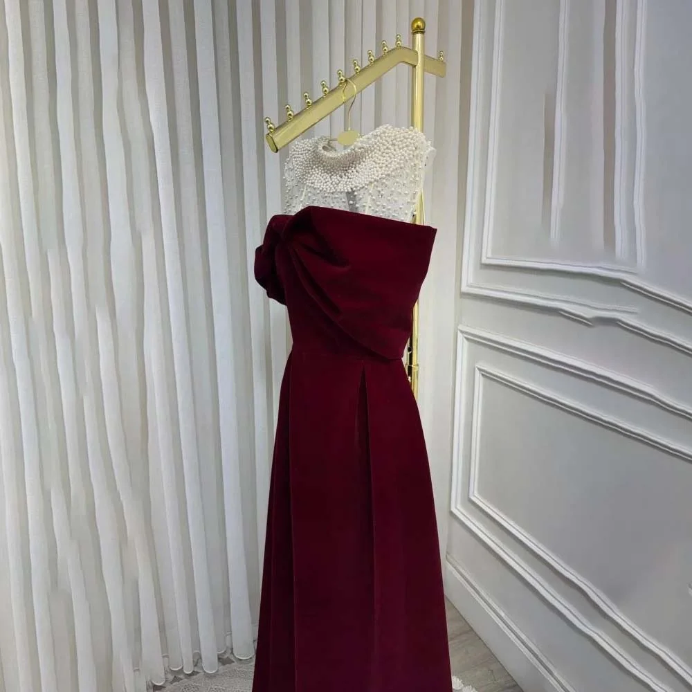 Maßgeschneidertes, exquisites, kurzärmliges Abendkleid, bezauberndes, mit Perlen verziertes Ballkleid, sexy Stehkragen-Partykleid