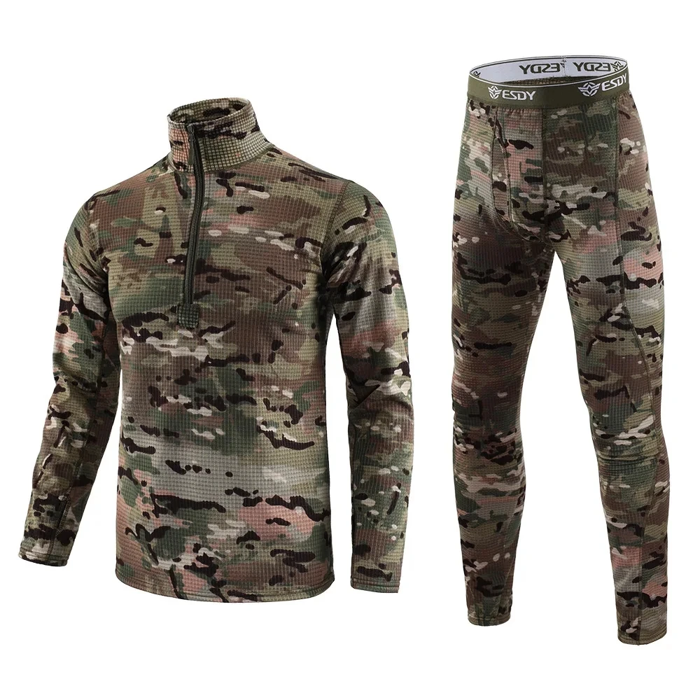 Winter Thick Warm Thermal Underwear Sets Men Compression Fleece Sweat Quick Drying Thermo Long Johns Military Army Clothing