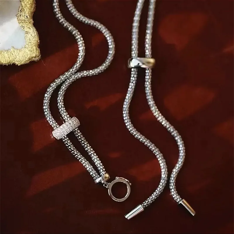 

Универсальная цепочка из серебра S925 пробы, универсальное ожерелье в прямом эфире, выбор интернет-знаменитостей