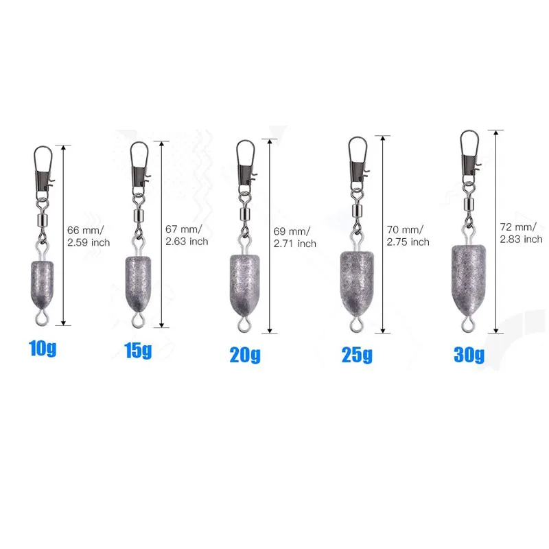 5-10PCS Fishing Weights Sinkers Trolling Fishing Weights w/Swivels Bullet Sinkers Fishing Weights for Saltwater Freshwater Fish view 2