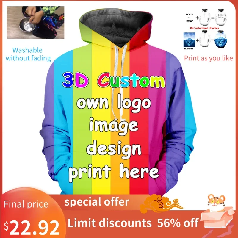 Custom Cosplay Oversized Hoodie Sweatshirt Men's Women's Hooded Pullover Harajuku Anime Sweater Male Wholesale Dropship Clothing