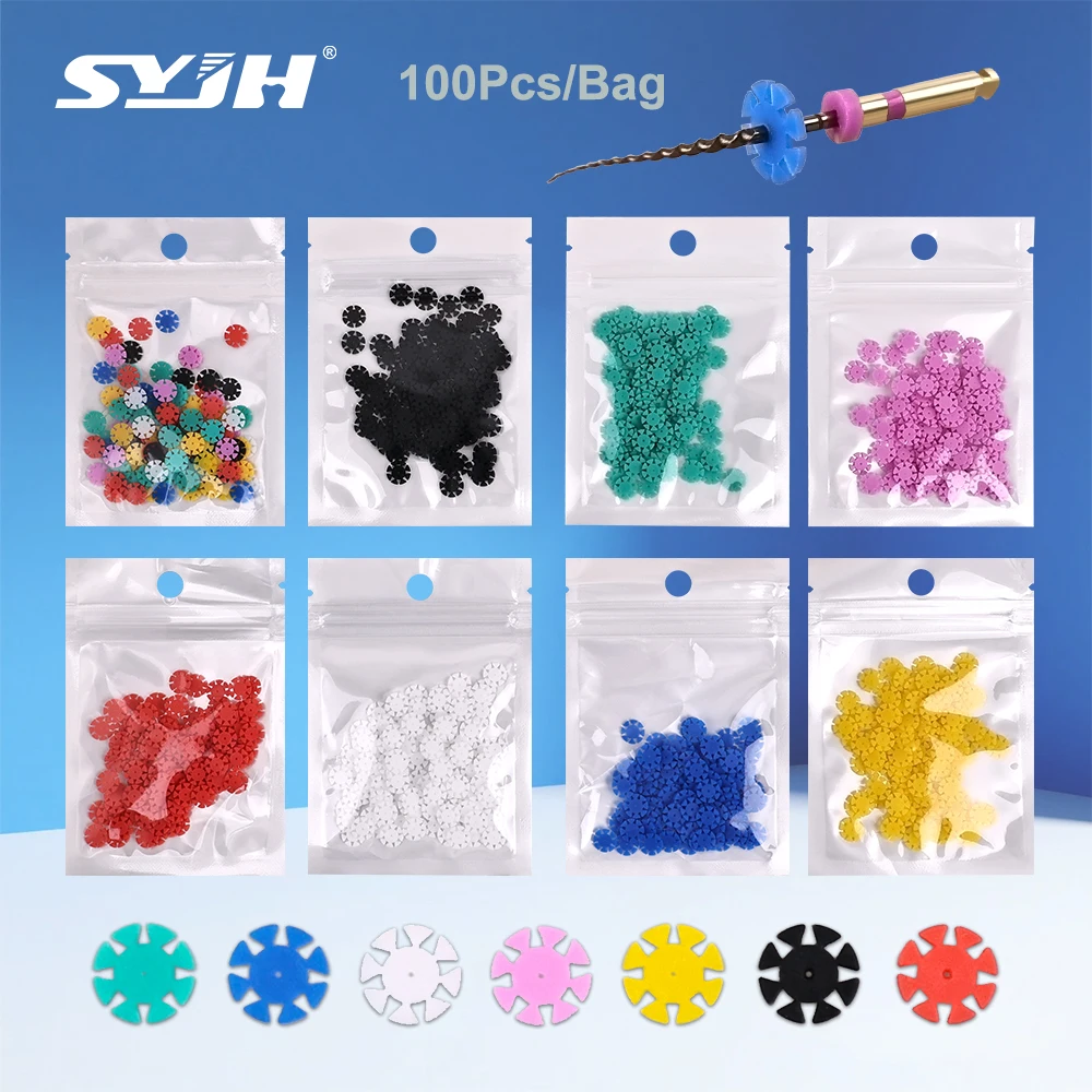 

SYJH 100Pcs/Box Root Canal Files Stopper Disinfection Marking Circle Dental Mark Ring Counting Rubber Stopper Dental Accessories