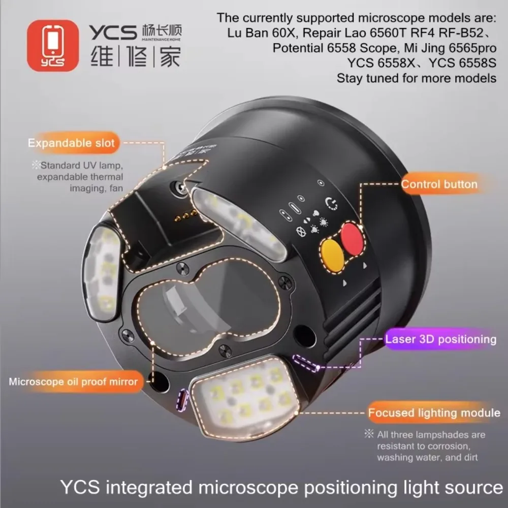 YCS Microscope 3D Positioning Light Source with UV Curing Lamp Equipped Suit for YCS 6558X 6558S Microscope Lamp