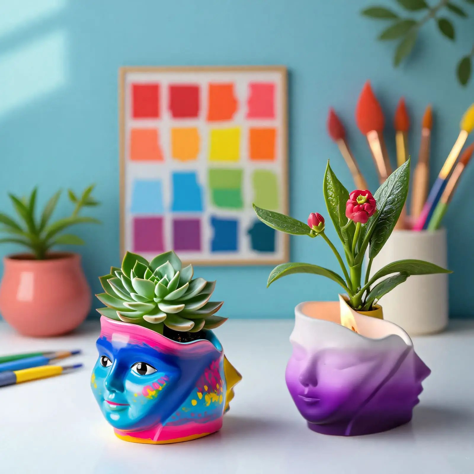 

DIY Epoxy Resin Mold Scented Candle Cup Vase Storage Silicone Mold Face Sculpture Face Plaster Decoration Candle Making Kit