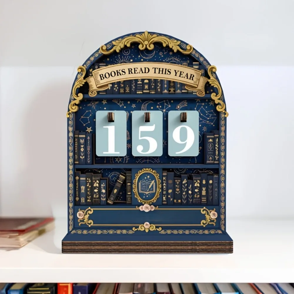 Classic Wooden Reading Challenge Tracker Retro DIY Reading Book Counter Household Handmade Reading Book Recorder New Years Gift