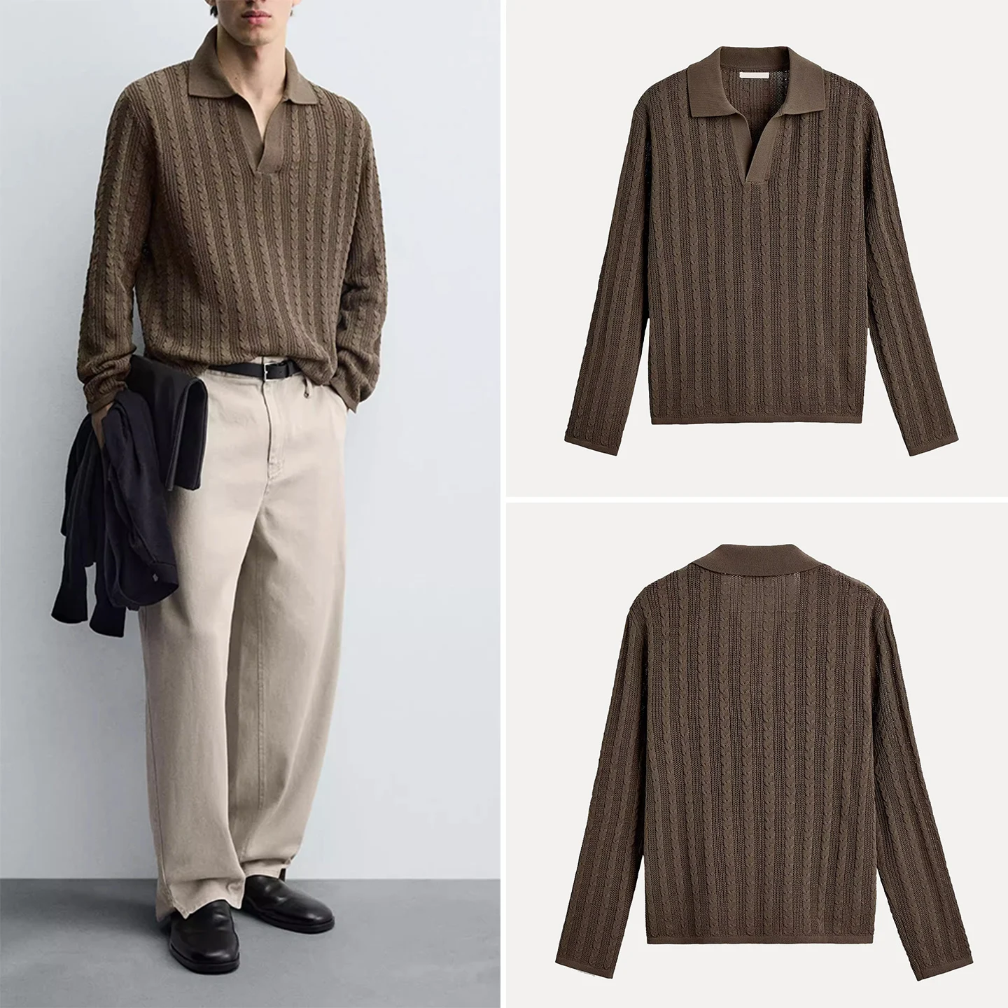 

Faionable Knitted Men's irt Casual Personali Twist Knitwear Breathable Long Sve Youth Autumn New Arrival