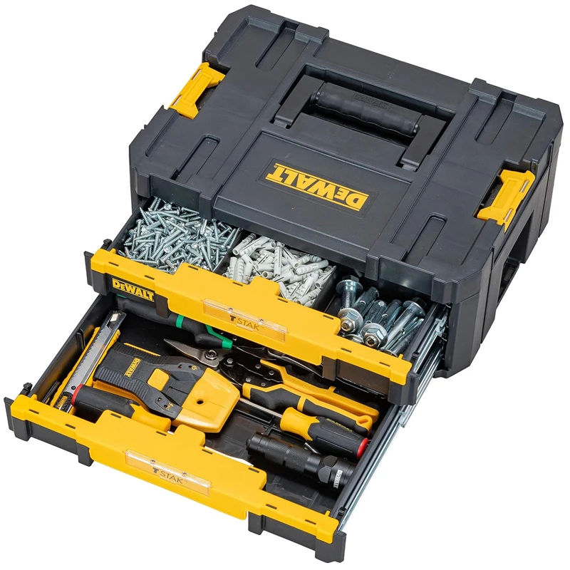DEWALT DWST1-70705 DWST1-70706 TSTAK Handheld Single Double Layer Drawer Portable Free Stacking High-Capacity Plastics Tool Box