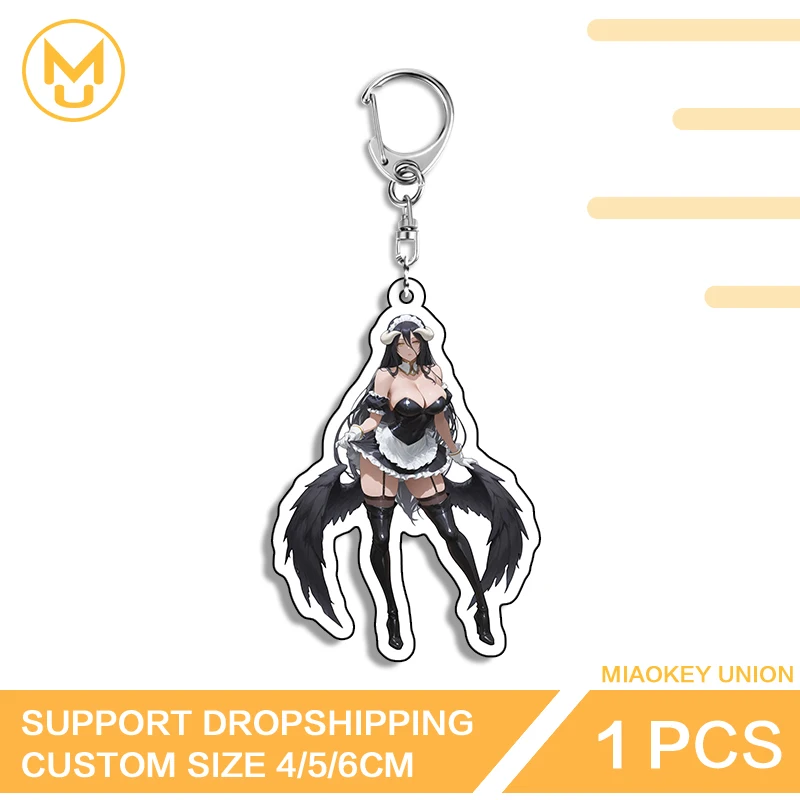 Hermoso uniforme de sirvienta Albedo elegante educado artístico encantador llaveros de doble cara exquisita joyería de Personaje de Anime