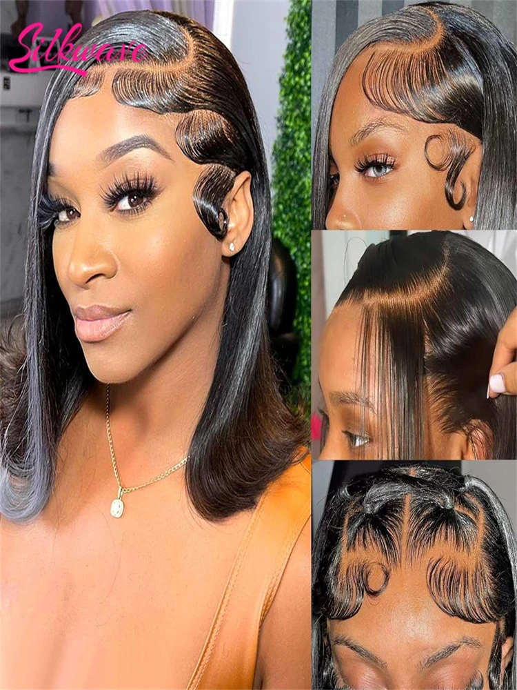 

Silkwave Bob Wig Human Hair 13X4 Lace Front Wig Short Straight Frontal Bob Wig 4x4 Transparent Lace Pre Plucked Wigs For Women