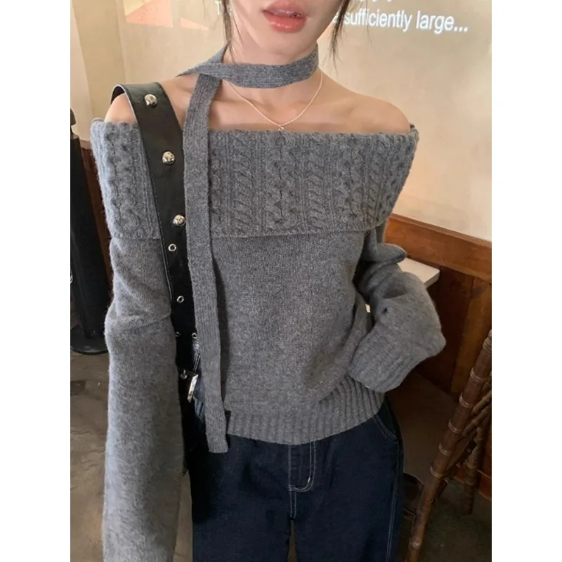 

Pink Pullover Sweet Japanese Autumn Winter Chic Outfits Korean Fashion Knitted Sweater Women Sexy Elegant Vintage Y2k Clothing