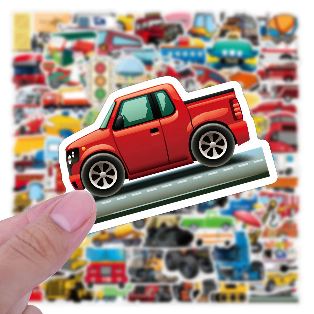 10/30/50/100pcs Funny Cartoon Car Truck Engineering Vehicle Children Stickers Laptop Scrapbook Decoration Sticker for Kids Toy