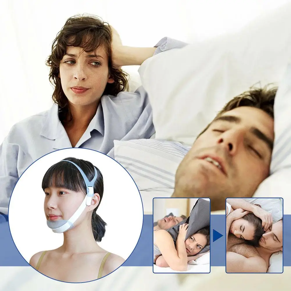 Adjustable Anti Snore Chin Belt Anti-snoring Chin Strap Tool Band Breathing Sleeping Elastic Care Correction Improve P5c7