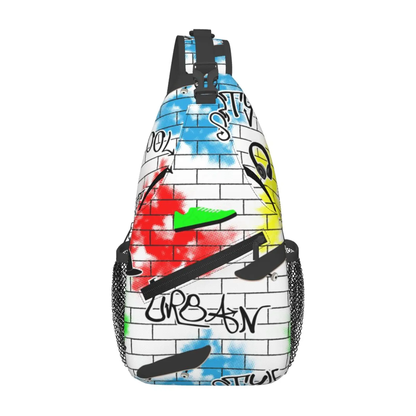 

Brick Graffiti Pattern Print Sling Backpack Chest Bag Waterproof Crossbody Travel Hiking Daypack for Women Men Shoulder Bag