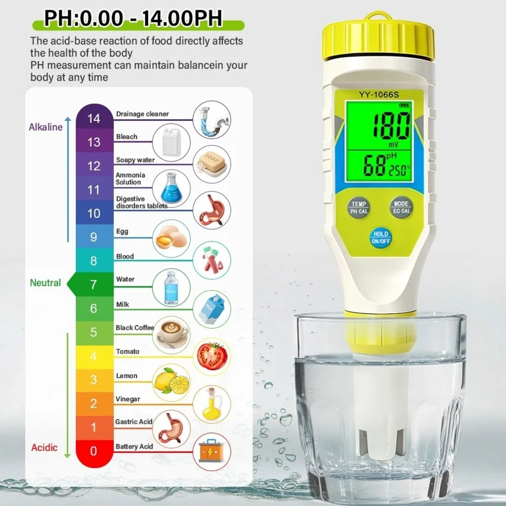 AT51 Water Quality Tester 7 In 1 PH Salinity TDS EC ORP H2 Temp Meter For Pool Spa Aquarium Hydroponics