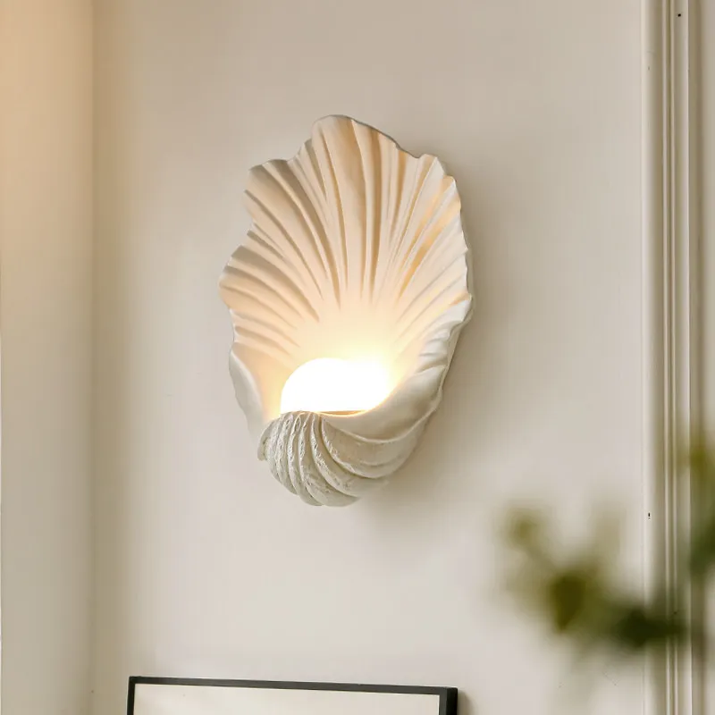 Creativity Shell Pearl Wall Mount Candle Holder French Style Entryway Decor Wabi Sabi Art Wall Lamps Vintage Sconce for Hallway