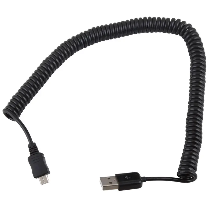 10 Fuß 3 m federförmiger USB 2.0-Stecker auf Micro-USB 5-poliges Datensynchronisierungs-Ladekabel # 23669 – Detail 1