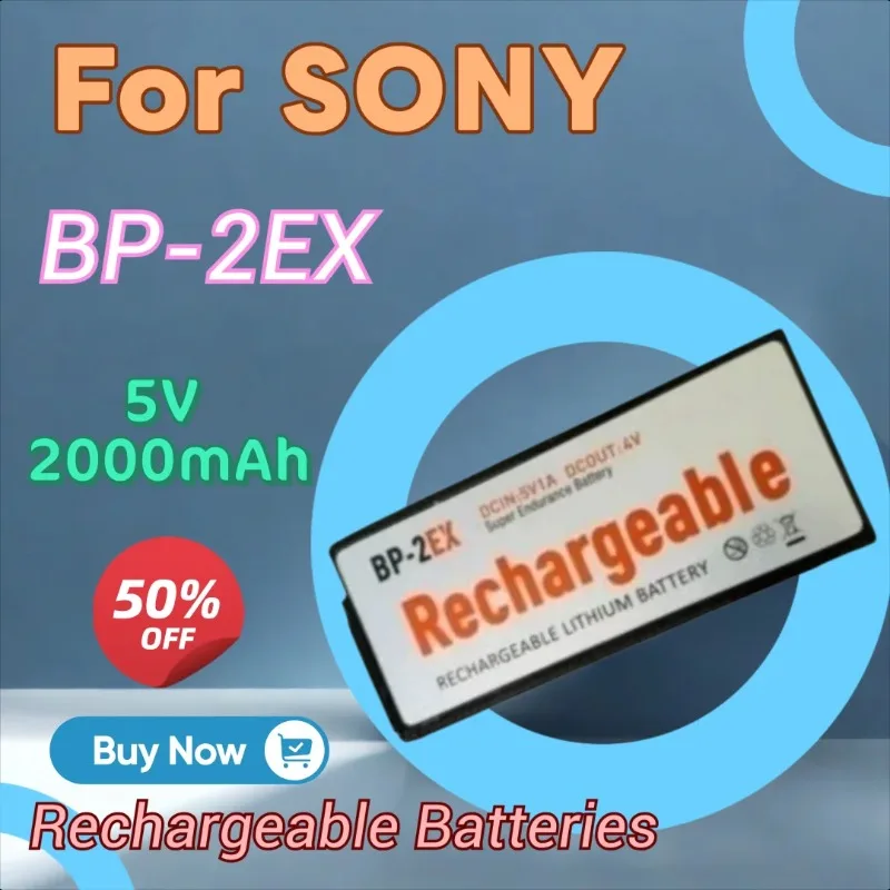 

New 5V 2000mAh BP-2EX Walkman Battery for SONY Personal Stereo D150 D250 D-Z555/555/150/250/99/90/88/82/303/515 DCP-150 DCP-100