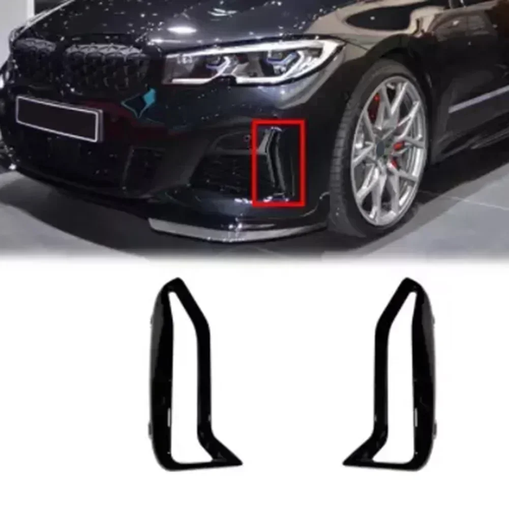 

2pcs Car Front Bumper Fog Lights Sides Grille Black Trim 51118093301 51118093302 For BMW 3' G20 G21 M340i