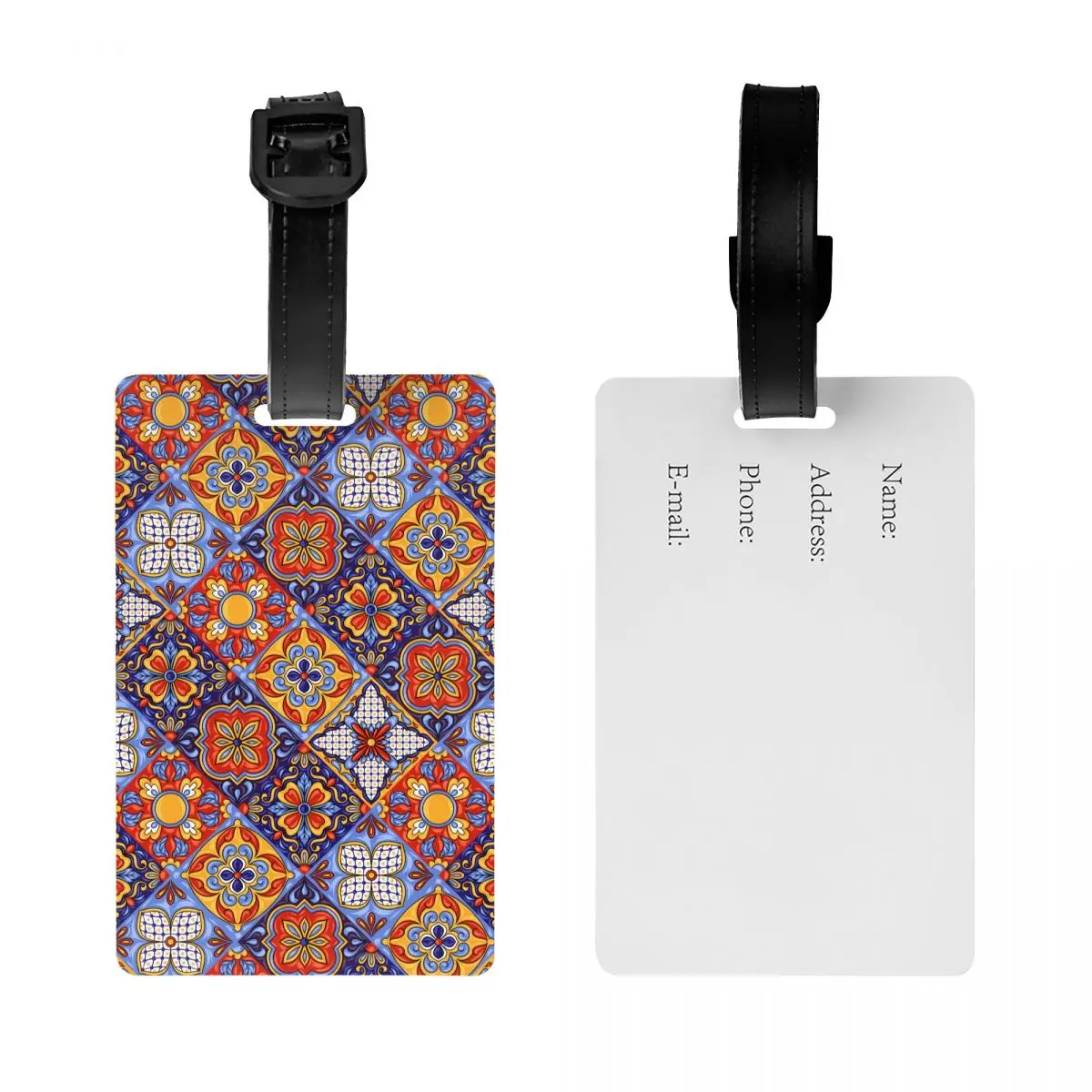 Mexican Tiles Luggage Tag Custom Baggage Tags Privacy Cover Name ID Card