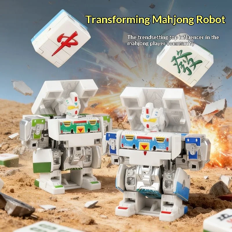 Brinquedo Robô Mahjong Transformável, Modelo Dragão Vermelho Feng Shui, Pingente de Simulação Infantil, Estátua Mecha Criativa