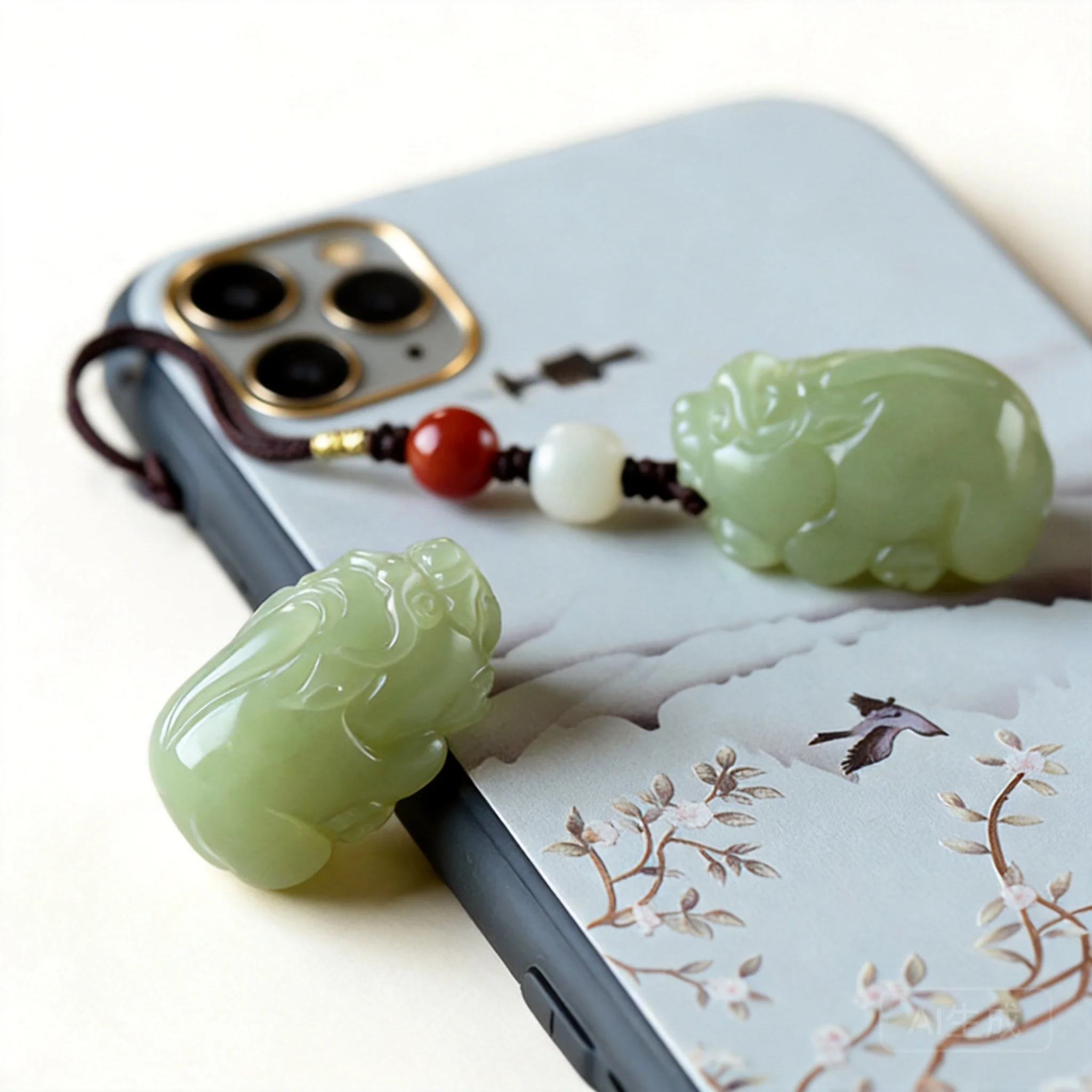 

Natural Hetian Jade Lucky Pixiu Pendant Chinese Style Wealth Attracting Blessing Keychain Phone Lanyard Bag Charm Unisex Good