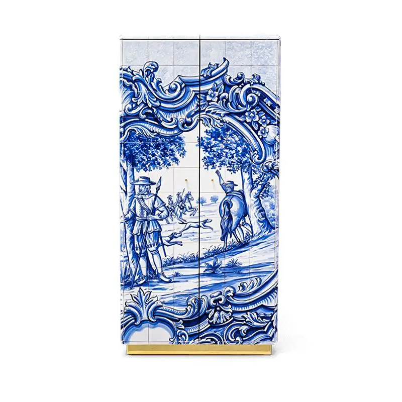 

Customizable painted wall decorative cabinets neoclassical, luxury villa lockers, high-end wine cabinets