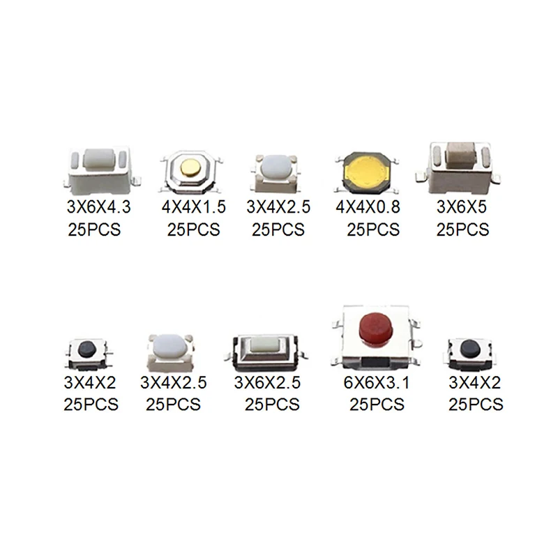 100/250pcs 10 Types Durable Car Remote Control Push Button Switch Car Switch Button Car Keys Button Touch Microswitch With Box