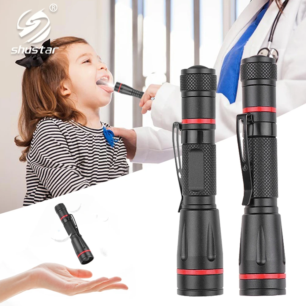 

Mini LED Flashlight Portable XPE Pen Light with Clip Waterproof Camping Torch Using AAA Battery For Inspection Medical Use