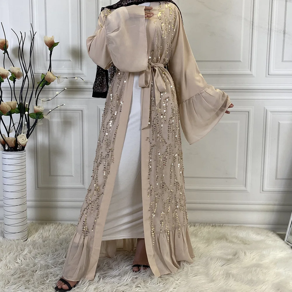 

Eid Kimono Sequins Tassel Chiffon Open Abaya Dubai Turkey Muslim Women Dress Islamic Jalabiya Kaftan Ramadan Robe Gown Musulmane