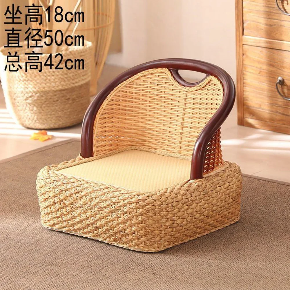 Vine chair, rattan woven tatami, rice back chair, balcony chair, tea room legless chair, solid wood small chair, leisure home lo