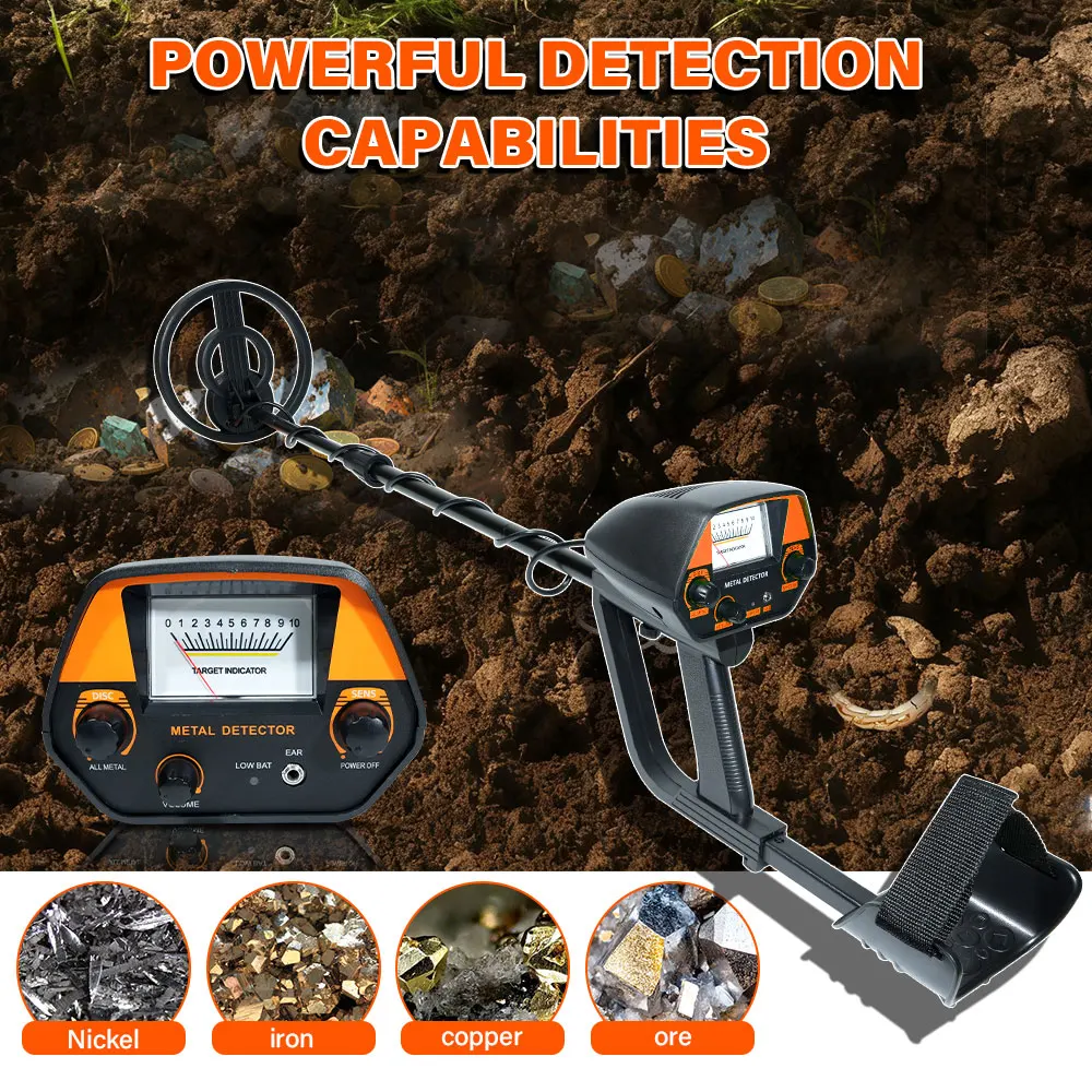 Underground Metal Detector MD5090 IP68 Waterproof Search Coil Treasures Lightweight Gold Detector Finders for Adults and Kids