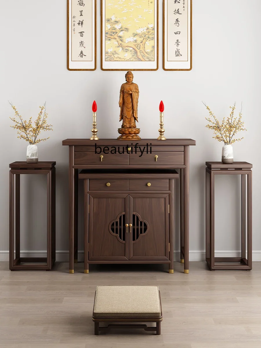 New style Prayer Altar Table  Solid Wood Household Altar Incense Burner Table Simple Avalokitesvara Buddha  God of Wealth Table