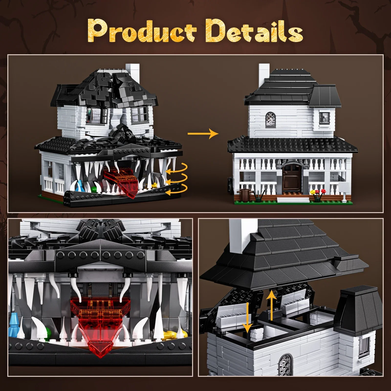 ハロウィン モンスター お化け屋敷 ビルディング ブロック キット ライト付き お化け屋敷 建築おもちゃ ギフト 子供と大人向け