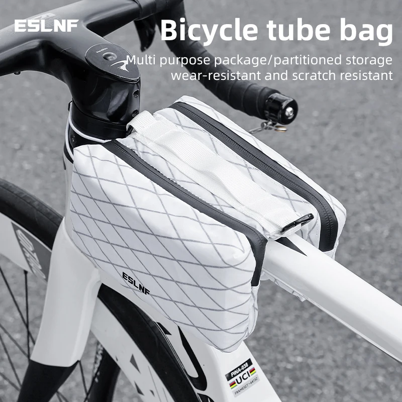 

ESLNF Bike Bag Top Tube Bag Floating Installation Method Cycling Saddlebags Large Capacity Bicycle Bag Bicycle Accessories