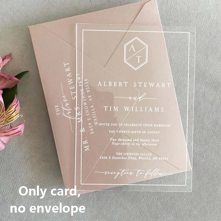 Personalized Clear Wedding Invitation Save The Date Custom Name Vintage Elegant Bridal Shower Card Party Menu Print Anniversary