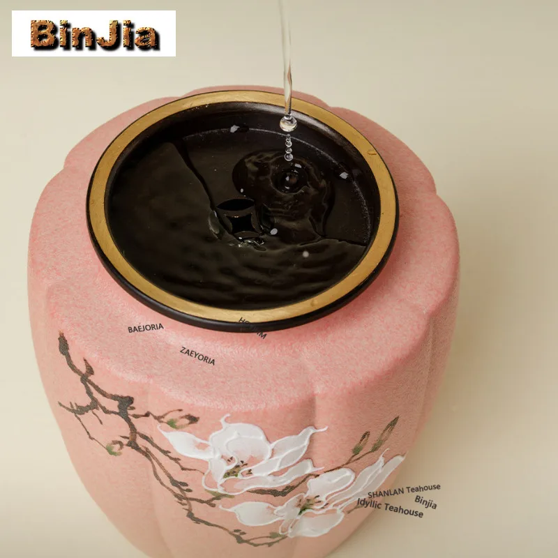 Hand-painted Magnolia Jianshui Tea Wash Bowl Writing-brush Washer Tea Residue Bucket Chaxi Tea Ceremony Supplies Ornaments Gifts
