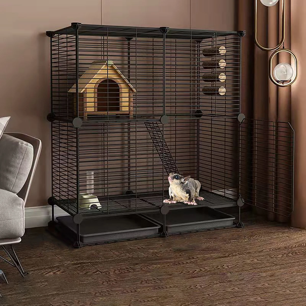 

Small Hamster Cage, Squirrel Cage Supplies, Indoor Household Rabbit Villa, Golden Hamster Cabinet Cage