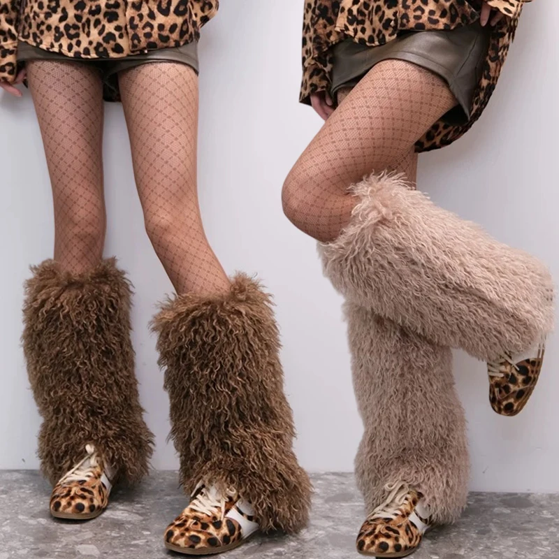 

Пушистые гетры с имитацией пушистого меха, пикантные девушки, длина 20/40 см, утепленный меховой чехол для ног, чулки, меховые чехлы для ног в стиле Харадзюку
