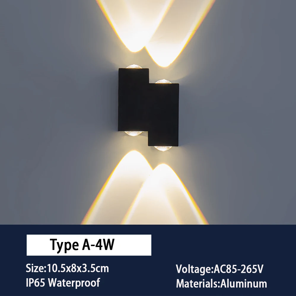 防水LEDウォールランプ,2種類のモダンなミニマリスト照明,防水,AC85-265V ip65,屋内/屋外での保証