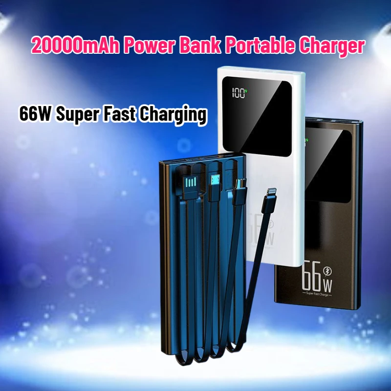 

20000mAh Power Bank Portable Charger External Battery Pack for IPhone 15 Huawei Xiaomi Samsung Powerbank 66W Super Fast Charging
