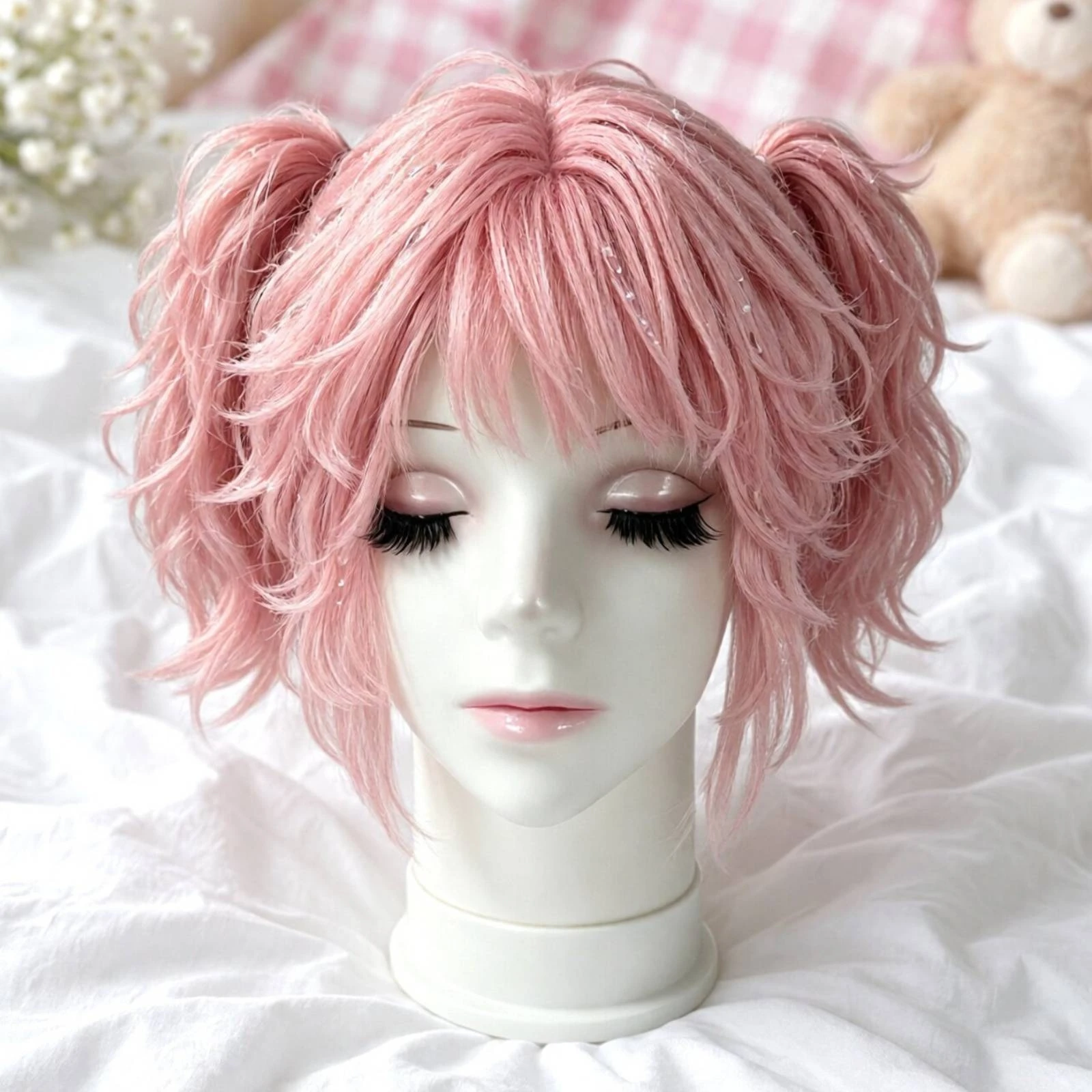 Anime-Style Mannequin Head with Base Portable Hairpiece Styling Mannequin Head Long-Lasting Space Saving for Cosplayers, Salon