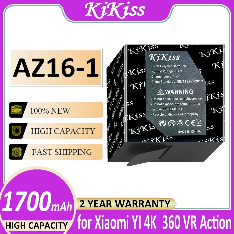 Battery AZ16-1 1700mAh for Xiaomi YI 4K +/Lite/360 VR Action Not for Discovery Version Bateria