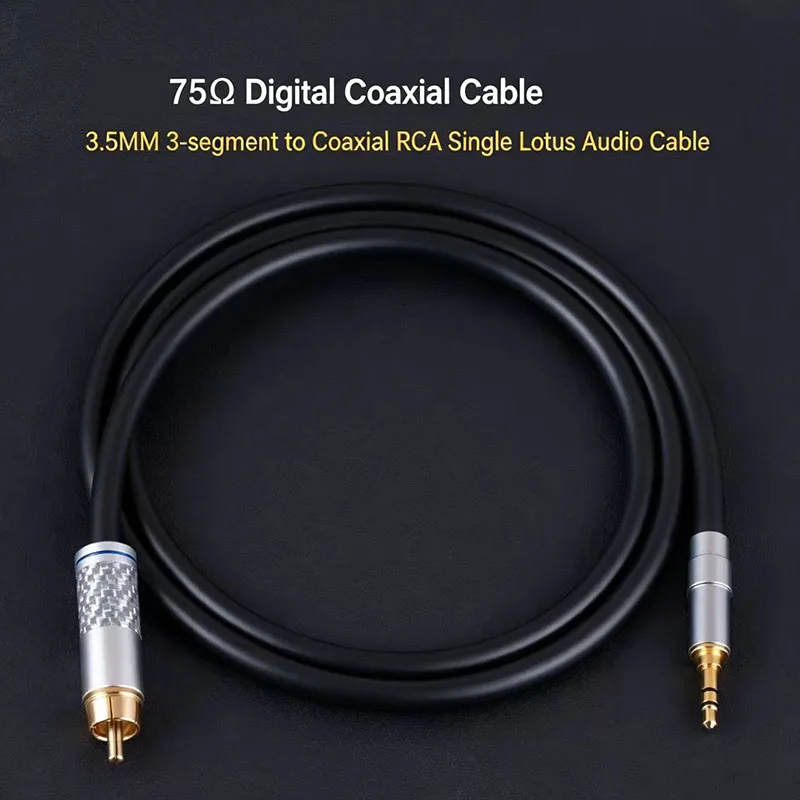 HiFi Audiophile 75Ohm SPDIF Digital Coaxial Cable 3.5mm 3-Pole TRS Male To RCA Mono Audio Cord For DAC Amplifier Soundbar TV