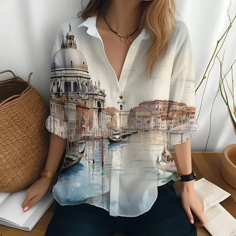 Chemises décontractées à manches longues imprimées en 3D pour la maison, chemise de rue ample, chemise à revers boutonnée, vêtements de mode, automne, nouveau