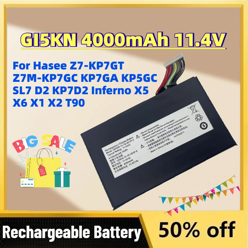 

In Stock New GI5KN 4000mAh 11.4V Laptop Batteries for Hasee Z7-KP7GT Z7M-KP7GC KP7GA KP5GC SL7 D2 KP7D2 Inferno X5 X6 X1 X2 T90