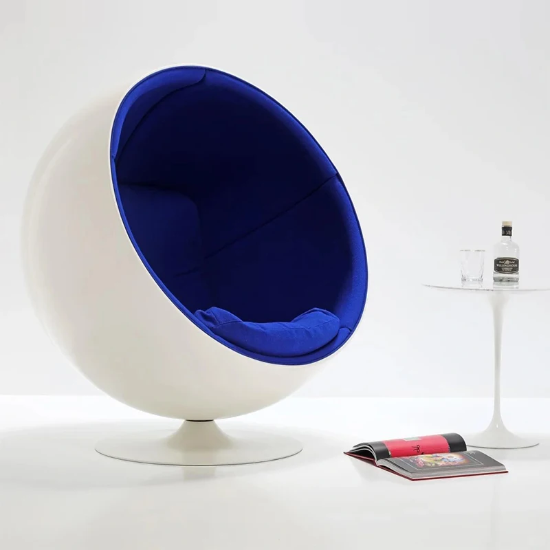 

Уникальное дизайнерское кресло-яйцо: современная мебель для гостиной, круглое кресло-шар, вращающееся кресло из стекловолокна с бархатной обивкой, одноместное.