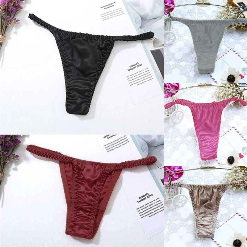 Bragas sin costuras para mujer, tangas de seda de tiro bajo, ropa interior Sexy, 100%